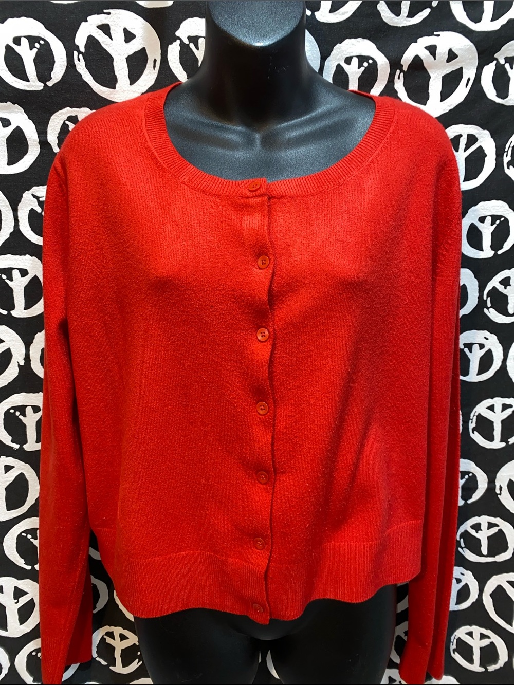 A NEW DAY RED BUTTON DOWN SWEATER SZ L
